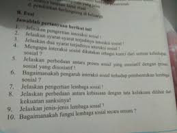 25 soal ips smp tentang lembaga sosial kunci jawaban. Materi Kelas 7 Smp Bab 2 Interaksi Sosial Tolong Ya Di Isi Semuanya Plisssbesok Senin Dikumpulin Brainly Co Id