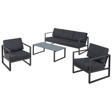 Garten Sofa Set Kentucky 1 Sofa 2 Sessel 1 Tisch Grau Danisches Bettenlager Gartensofa Lounge Mobel Billige Mobel