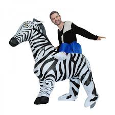 Zebra Tragen mir Reiten auf Aufblasbar Kostüm Halloween Weihnachten Overall  zum Erwachsener/Kind