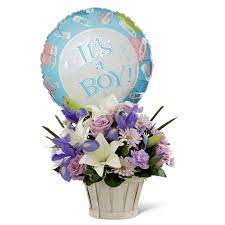 Flowers shipped in gift box. Baby Boy Bliss Bouquet At Send Flowers