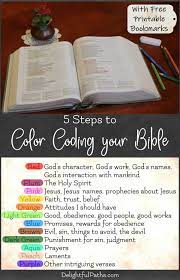 5 Steps To Color Coding Your Bible With Free Printable Bookmarks Delightful Paths