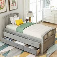 Usually in a queen size framing, these beds are made. Buy Softsea Twin Bed Platform With 6 Drawers Captains Bed Storage Daybed Frame For Kids Teens Guests Captains Gray Online In Indonesia B08zxtyz2l