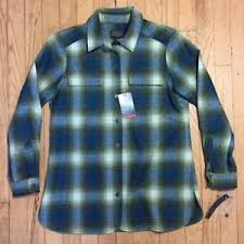 Details About Womens Pendleton Board Shirt Nwt Blue Gree Ombre Shadow Plaid Wool Petite Small