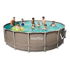 Summer Waves Elite 16ft Dark Basketweave Above Ground Pool With 1 500 Gph Filter Pump Walmart Com Above Ground Swimming Pools Summer Waves Above Ground Pool