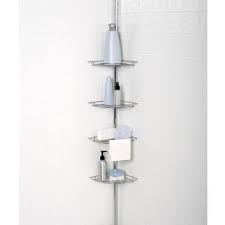 Zenna Home Metal Tension Mount 4 Shelf Pole Shower Caddy In Chrome E2114s The Home Depot Corner Shower Caddy Shower Caddy Corner Shower