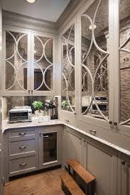Antiqued Mirrored Eclipse Butler Pantry Cabinets Transitional Kitchen Mirrored Kitchen Cabinet Kitchen Mirror Kitchen Pantry Cabinets