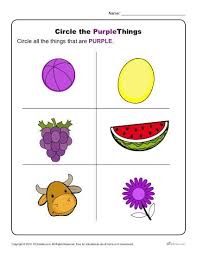 Circle The Purple Things Preschool Color Worksheets Preschool Color Activities Teaching Colors Preschool Color Worksheets For Preschool