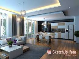 1306 Interior Kitchen Livingroom Sketchup Model By Manh Do Free  Ceiling Design Living Room Living Room Decor Apartment Simple Living Room Designs