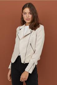 Biker Jacket Light Beige Faux Suede Ladies H M Us Biker Jacket Beige Outfit Outerwear Women