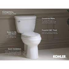 Kohler Cimarron 2 Piece Complete Solution 1 28 Gpf Single Flush Round Toilet In White Slow Close Seat Included K 78249 0 The Home Depot