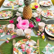 set the table for summer pineapples and flamingos make the perfect centrepiece mymdm decoration table anniversaire anniversaire tropical theme tropical