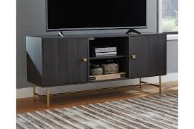 Black And Gold Tv Stand Yarlow 60 Tv Stand Ashley Furniture Homestore In 2020 60 Tv Stand Large Tv Stands Dark Wood Tv Stand