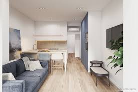 Light And Blue Minimalist Apartment Interior With Modern And Bright Design Minimalist Apartment Interior Apartment Interior Minimalist Apartment