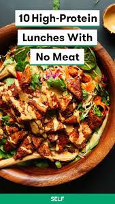 10 High Protein Lunches With No Meat High Protein Vegetarian Recipes Protein Lunch Tasty Vegetarian Recipes
