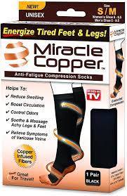 Amazon Com Miracle Copper Anti Fatigue Compression Socks Small Medium Clothing