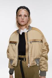 Cropped Satin Effect Bomber Jacket Jackets Woman Zara United States Bomber Jacket Womens Bomber Jacket Outfit Zara Bomber Jacket