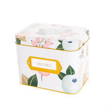 Tin Floral Recipe Box With 24 Cards 12 Dividers By Polite Society In 2020 Floral Recipe Box Printed Recipe Cards House Warming Gifts