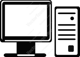 Black And White Computer Picture Computer Monitor Next To Desktop Tower Black And White Computer Icon Computer Icon Black And White Monitor