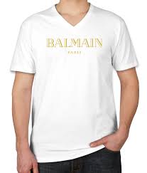 Balmain Black And Gold T Shirt Balmain Gold Logo Unisex V Neck T Shirt