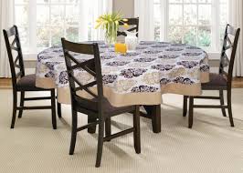 Beige Color Six Seater Print Round Table Cloth Table Covers Round Tablecloth Home Furnishings