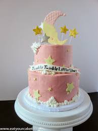 Moon And Stars Baby Shower Cake Twinkletwinklelittlestarcake Pinkmoonandstarscake Babysho Pink Baby Shower Cake Baby Shower Cakes For Boys Star Baby Showers