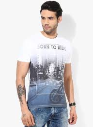 Buy Wrangler White Printed Round Neck T Shirt For Men Online