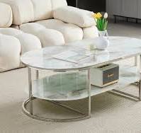 Table Basse Marbre – Verre ou Céramique Effet Marbre - DEKOFLIX