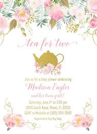 Tea For Two Baby Shower Invitation Twin Girl Baby Shower Invitation Tea Baby Shower Invite Pink And Gold Baby Shower Invitation Baby Shower Invites For Girl Second Baby Showers Twin Girls