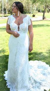 Boho Plus Size Mermaid Lace Wedding Gown With Unique Sleeves And Long Train Esme Studio Levana Plus Wedding Dresses Summer Wedding Dress Wedding Dresses
