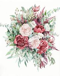 Birthday Flowers For Her Images Original Custom Bridal Bouquet Painting In Watercolor Wedding Flowers Portrait Anniversa Birthday Flowers For Her Birthday Flowers Anniversary Gifts For Wife
