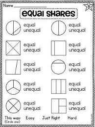 Image Result For Fractions Equal And Unequal Parts Worksheets Teaching Fractions Fractions First Grade Math