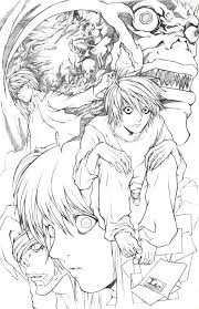 Inspiré du célèbre manga japonais écrit par tsugumi ohba et illustré par takeshi obata, death note suit un lycéen qui trouve un carnet doté d'un pouvoir surnaturel : Death Note Coloring Pages Free Printable Coloring Pages For Kids