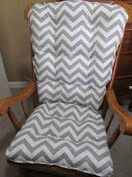 Country Rocking Chair Cushion Set In Grey And White Chevron With Self Piping Trim And Ties Porch Glide Country Rocking Chair Nursery Rocker Baby Room Art Diy