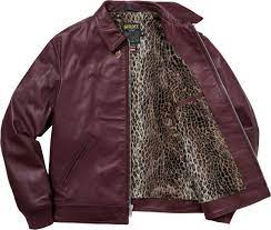 Supreme Supreme Schott Leopard Lined Leather Work Jacket Leather Work Jacket Purple Leather Jacket Real Leather Jacket