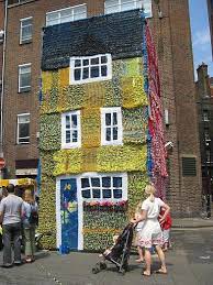 So have a browse through our extensive offering of colours, ranging from burgundies and reds to purples and blues; Knitted House Yarn Bombing Street Art Urban Art