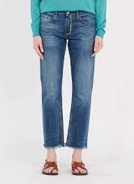 High rise straight cut jeans in dark blue. Kurze Straight Cut Jeans Mit 5 Taschen Denim Berenice Damen Place Des Tendances
