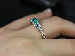 Cassidy 14kt White Gold Round Emerald Celtic Knot By Rosadosbox 895 00 Celtic Knot Engagement Ring Celtic Knot Ring Celtic Wedding Rings
