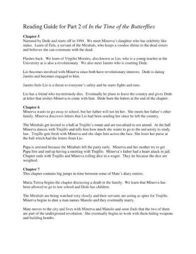 Reading Guide for Part 2 of In the Time of the Butterflies