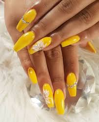 Long and short coffin nails, aka ballerina nails, are a popular shape among the ladies who like to attract attention with the help of their extraordinary outlooks. Long Acrylic Nails Yellow Coffin Nail And Manicure Trends