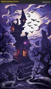 Artstation Vampire Mage Mansion Exterior Maria Khai In 2020 Halloween Illustration Anime Scenery Fantasy Artwork