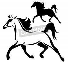New users enjoy 60% off. Running Horse Black And White Vector Outline And Silhouette Leinwandbilder Bilder Rennpferd Galopp Trab Myloview De