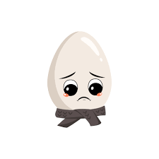 Cute egg character with sad emotions, depressed face, down eyes and scarf.  Festive decoration for Easter. A mischievous culinary hero. Vector flat  illustration 5166652 Vector Art at Vecteezy