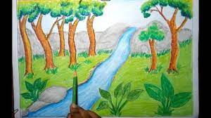 Our tree will look like an oak tree teaching yourself how to draw a tree is so easy. How To Draw Rainforest Jungle Scenery For Kids Step By Step Easy Youtube