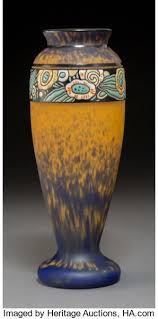 Andre Delatte Enameled Glass Vase Circa 1925 Enameled Delatte Lot 79185 Heritage Auctions Art Deco Glass Glass Vase Glass Art