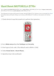 Hard Reset MOTOROLA E770v ...