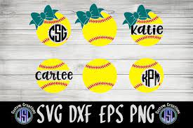 Download Softball Monogram Frames Set Of 6 Svg Dxf Eps Png 108740 Monograms Design Bundles