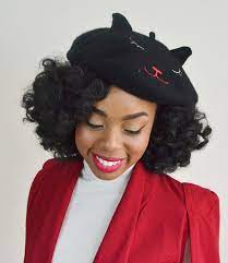 Untitled Cat Ear Beret Hair Beret Black Curly Hair