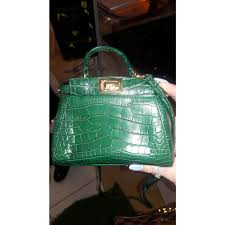 Watching your lover enwrapped in steam. Fendi Peekaboo Crocodile Micro Handbags Exotic Leather Green Ref 55420 Joli Closet