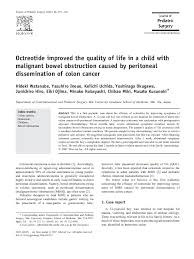 Colon cancer can be challenging to detect because you may feel only slight symptoms or even none at all. Pdf Octreotide Improved The Quality Of Life In A Child With Malignant Bowel Obstruction Caused By Peritoneal Dissemination Of Colon Cancer Yoshinaga Okugawa Academia Edu