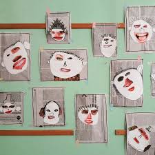 Wall Decor Funny Faces Newspaper Art Kids Art Projects Newspaper Art Art For Kids